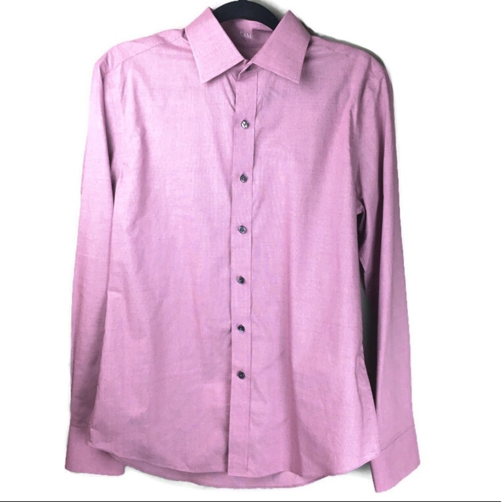 J Hilburn Checked Dot Button Up Dress Shirt Sz 34